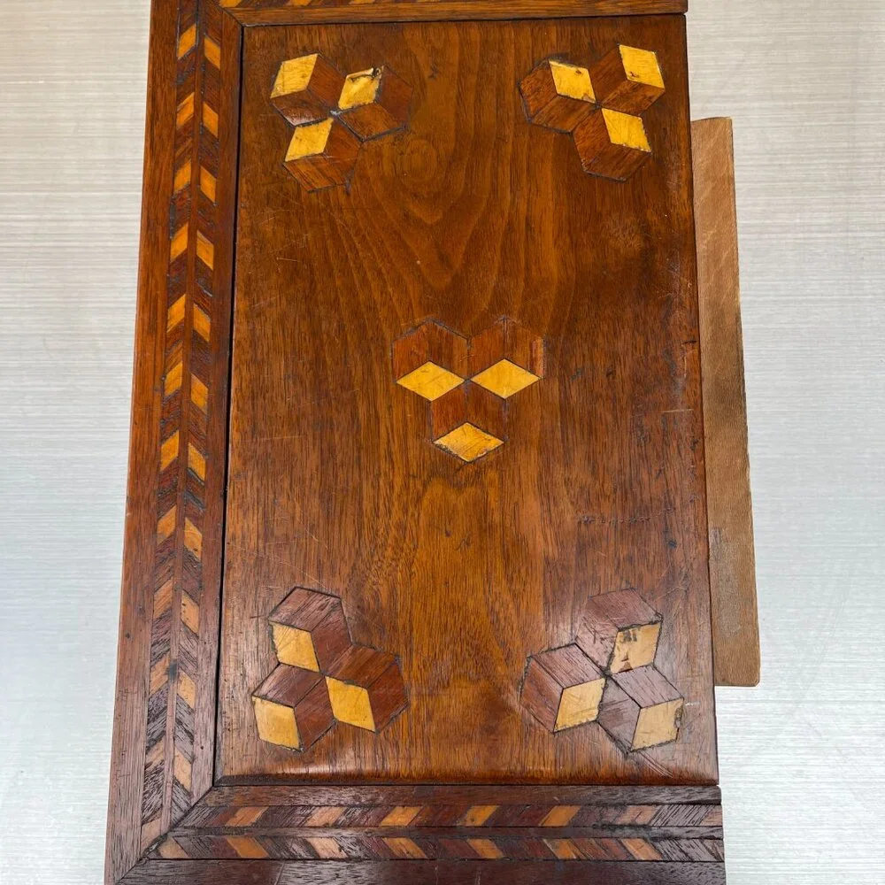 New Mexico Folk Art Marquetry Wood Jewelry Box
